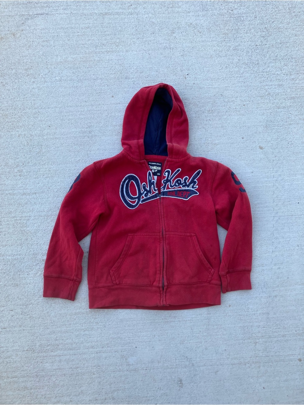 OshKosh B'gosh Vintage Red Hooded Zip Sweatshirt with Navy Lining